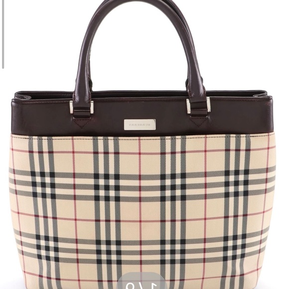 Vintage Burberry Check Canvas and Leather tote bag - Picture 2 of 8